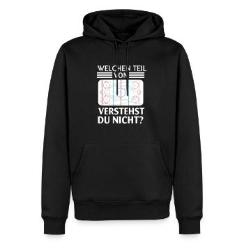 WELCHEN TEIL VON VERSTEHST DU NICHT - Männer Premium Bio Hoodie - Schwarz - Vorne - Nico (187cm)