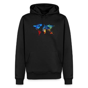 world, peace, love, freedom, harmony, gift, color - Männer Premium Bio Hoodie - Schwarz - Vorne - Nico (187cm)