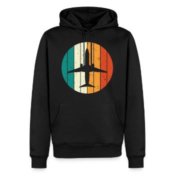 Retro Vintage Airplane Pilot Aircraft T-shirt - Men’s Premium Organic Hoodie - black - Front - Nico (187cm)