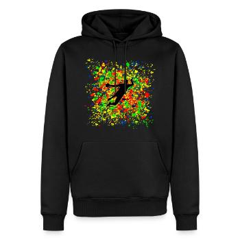 handball sur fond tacheté - Sweat à capuche Premium bio Homme - noir - Devant - Nico (187cm)