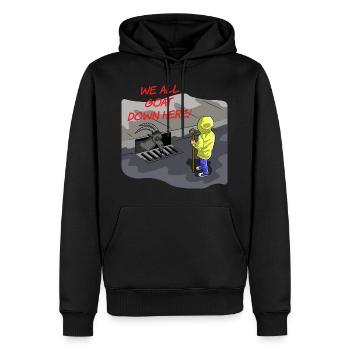 WE ALL GOAT DOWN HERE - Männer Premium Bio Hoodie - Schwarz - Vorne - Nico (187cm)