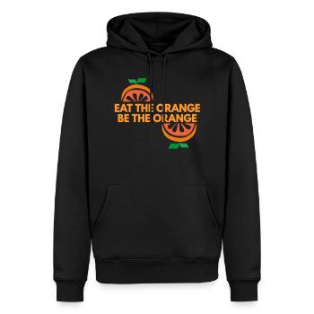 eat the orange be the orange - Men’s Premium Organic Hoodie - black - Front - Nico (187cm)