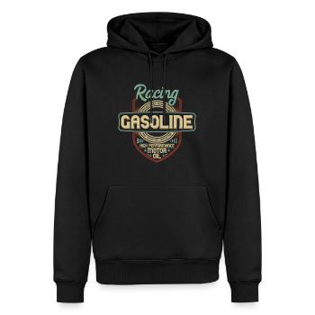 RASING-BENZIN - Männer Premium Bio Hoodie - Schwarz - Vorne - Nico (187cm)