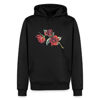 Rose - Männer Premium Bio Hoodie - Schwarz - Vorne - Nico (187cm)