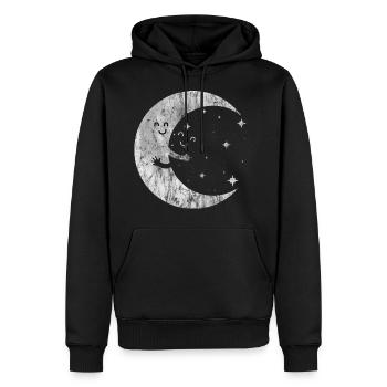 Mond - Männer Premium Bio Hoodie - Schwarz - Vorne - Nico (187cm)