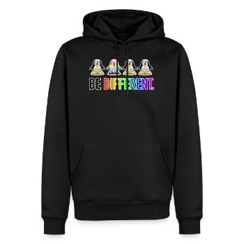 Be Different LGBT Pinguin Gay Pride CSD Cartoon - Männer Premium Bio Hoodie - Schwarz - Vorne - Nico (187cm)