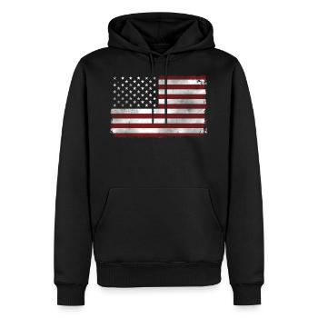 Drapeau américain - Sweat à capuche Premium bio Homme - noir - Devant - Nico (187cm)