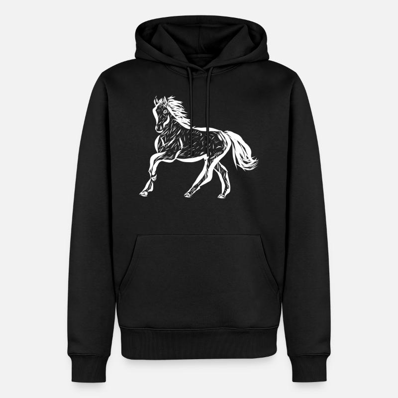 Pferd - Männer Premium Bio Hoodie - Schwarz