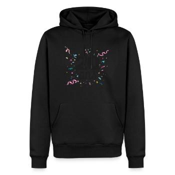 20 ans / perfection - Sweat à capuche Premium bio Homme - noir - Devant - Nico (187cm)