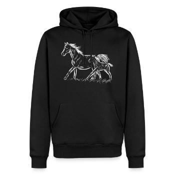 Jument et poulain - Sweat à capuche Premium bio Homme - noir - Devant - Nico (187cm)