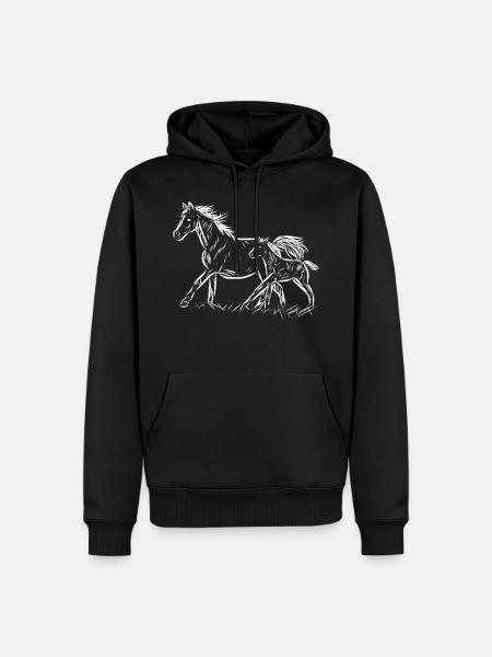 Mare and foal - Men’s Premium Organic Hoodie - black