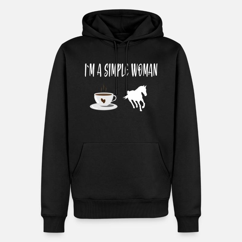 Kaffee Pferde - Männer Premium Bio Hoodie - Schwarz