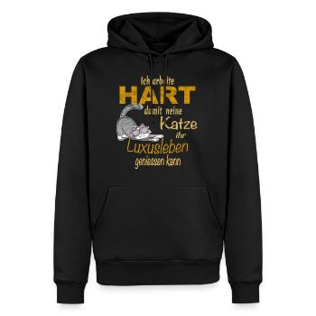 Chat, la vie de luxe chemise drôle - Sweat à capuche Premium bio Homme - noir - Devant - Nico (187cm)