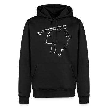 Ostfriesland Karte Silhouette - Geschenkidee - Männer Premium Bio Hoodie - Schwarz - Vorne - Nico (187cm)