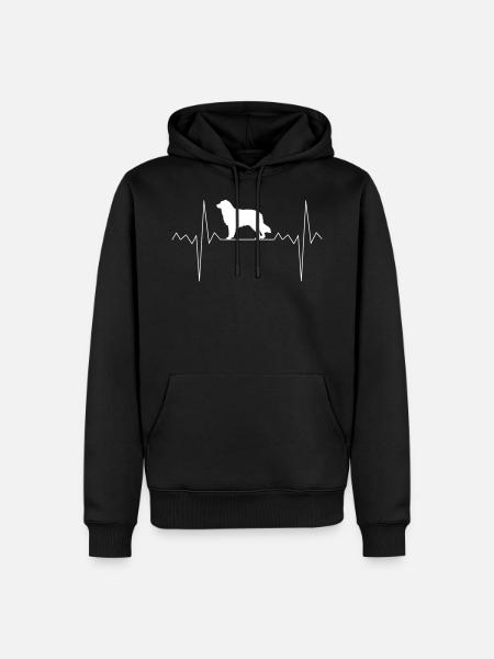 Heartbeat Heart Rate Australian Shepherd - Men’s Premium Organic Hoodie - black