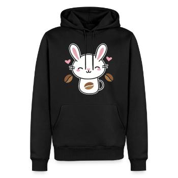Kaffee Koffein Hase Kaninchen Kaffeebohne Geschenk - Männer Premium Bio Hoodie - Schwarz - Vorne - Nico (187cm)