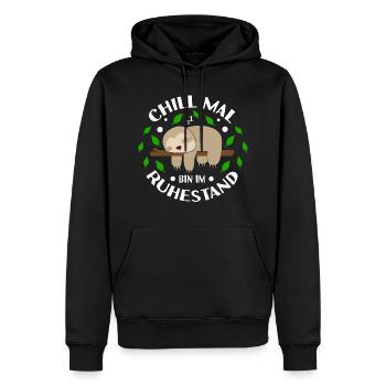 Ruhestand Rente Faultier Geschenk Geschenkidee - Männer Premium Bio Hoodie - Schwarz - Vorne - Nico (187cm)
