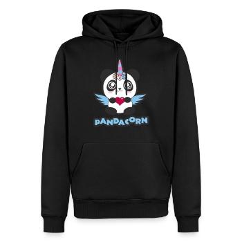 Panda Licorne Pandacorn! Fleurs d'ailes douces - Sweat à capuche Premium bio Homme - noir - Devant - Nico (187cm)