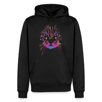 Chat coloré - Sweat à capuche Premium bio Homme - noir - Devant - Nico (187cm)