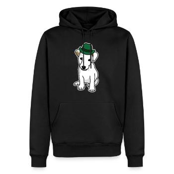 Jack Russell with hat, dog, cartoon, funny, cute - Men’s Premium Organic Hoodie - black - Front - Nico (187cm)