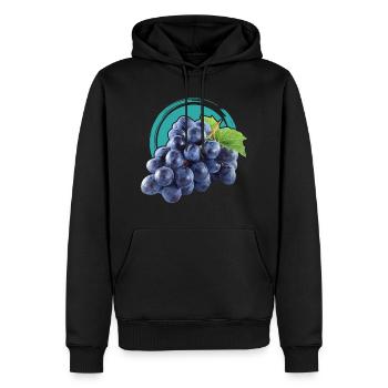 Raisins, fruit, bleu, délicieux, idée cadeau - Sweat à capuche Premium bio Homme - noir - Devant - Nico (187cm)