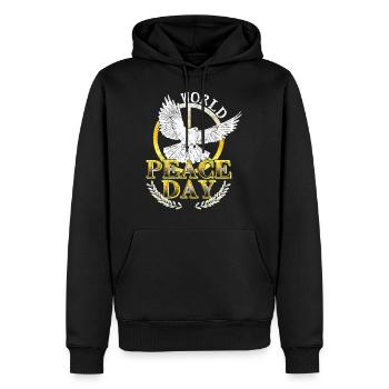 Internatinaler Tag des Weltfriedens - Männer Premium Bio Hoodie - Schwarz - Vorne - Nico (187cm)