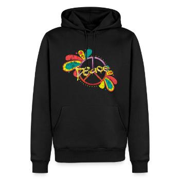 Paix rétro - Sweat à capuche Premium bio Homme - noir - Devant - Nico (187cm)