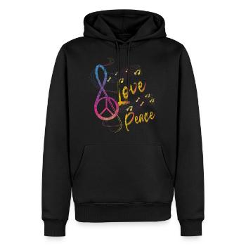 Musique de paix - Sweat à capuche Premium bio Homme - noir - Devant - Nico (187cm)