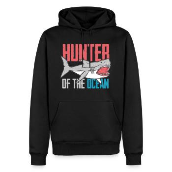 Shark - shirt beach holiday ocean gift - Men’s Premium Organic Hoodie - black - Front - Nico (187cm)