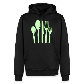 cuisine Couverts - Sweat à capuche Premium bio Homme - noir - Devant - Nico (187cm)