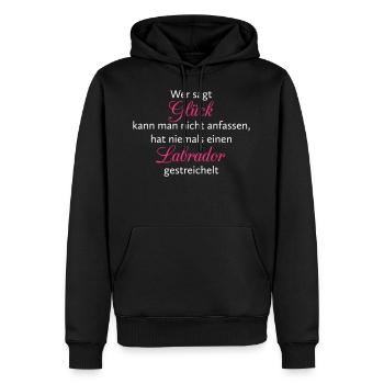 Hunde Spruch: Labrador Glück - Männer Premium Bio Hoodie - Schwarz - Vorne - Nico (187cm)