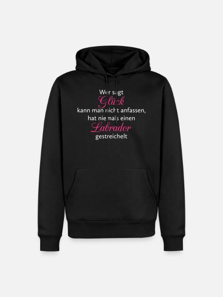 Hunde Spruch: Labrador Glück - Männer Premium Bio Hoodie - Schwarz