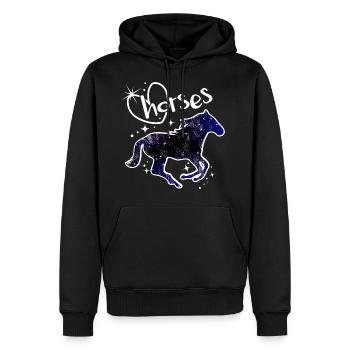Pferde Galaxy Ich liebe Pferd Motiv mit Sternen - Männer Premium Bio Hoodie - Schwarz - Vorne - Nico (187cm)