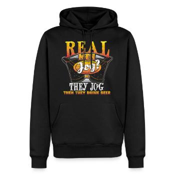 Bière de jogging - Sweat à capuche Premium bio Homme - noir - Devant - Nico (187cm)
