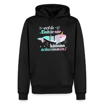 Einhorn – Shirt Magie Schwimmen Mädchen Geschenk - Männer Premium Bio Hoodie - Schwarz - Vorne - Nico (187cm)