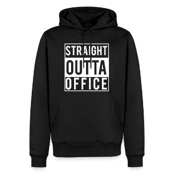 Flucht aus dem Büro - Männer Premium Bio Hoodie - Schwarz - Vorne - Nico (187cm)