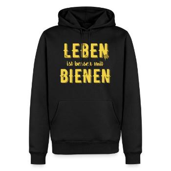 Abeille - Sweat à capuche Premium bio Homme - noir - Devant - Nico (187cm)