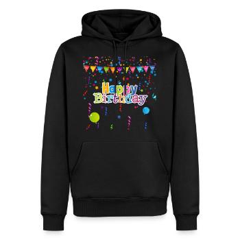 Zum Geburtstag Happy Birthday Party mit Konfetti - Männer Premium Bio Hoodie - Schwarz - Vorne - Nico (187cm)
