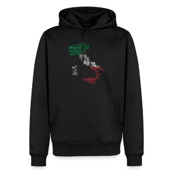 Italie drapeau contour villes voyage voyage Rome - Sweat à capuche Premium bio Homme - noir - Devant - Nico (187cm)