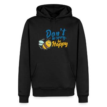 Ne t'en fais pas Be Happy Bee - Sweat à capuche Premium bio Homme - noir - Devant - Nico (187cm)