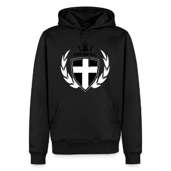 Cornwall - Männer Premium Bio Hoodie - Schwarz - Vorne - Nico (187cm)
