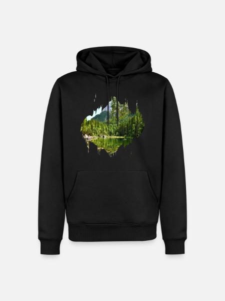Farbfleck Splash Naturlandschaft - Männer Premium Bio Hoodie - Schwarz