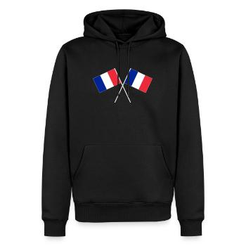 France drapeaux croisés français drapeaux - Sweat à capuche Premium bio Homme - noir - Devant - Nico (187cm)