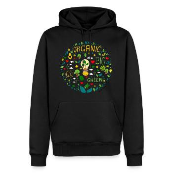 croquis de la planète verte en coloré - Sweat à capuche Premium bio Homme - noir - Devant - Nico (187cm)