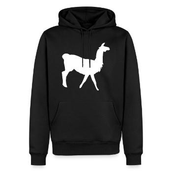 Lama - Männer Premium Bio Hoodie - Schwarz - Vorne - Nico (187cm)