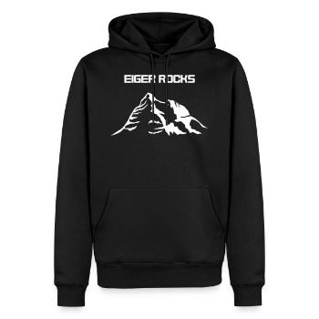Eiger Rocks, swiss alps, Berg, Berge, mountains - Männer Premium Bio Hoodie - Schwarz - Vorne - Nico (187cm)