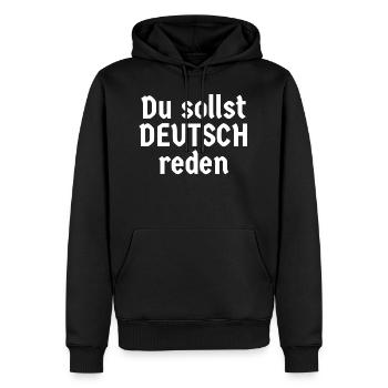 Du sollst deutsch reden - Männer Premium Bio Hoodie - Schwarz - Vorne - Nico (187cm)