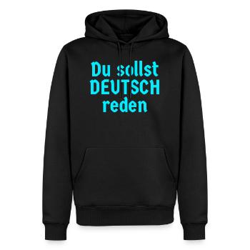 Du sollst deutsch reden - Männer Premium Bio Hoodie - Schwarz - Vorne - Nico (187cm)