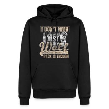 Wolf Geschenk Wölfe - Männer Premium Bio Hoodie - Schwarz - Vorne - Nico (187cm)