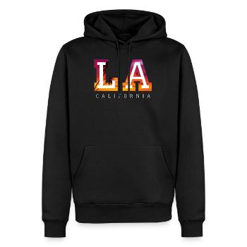 Los Angeles - Männer Premium Bio Hoodie - Schwarz - Vorne - Nico (187cm)